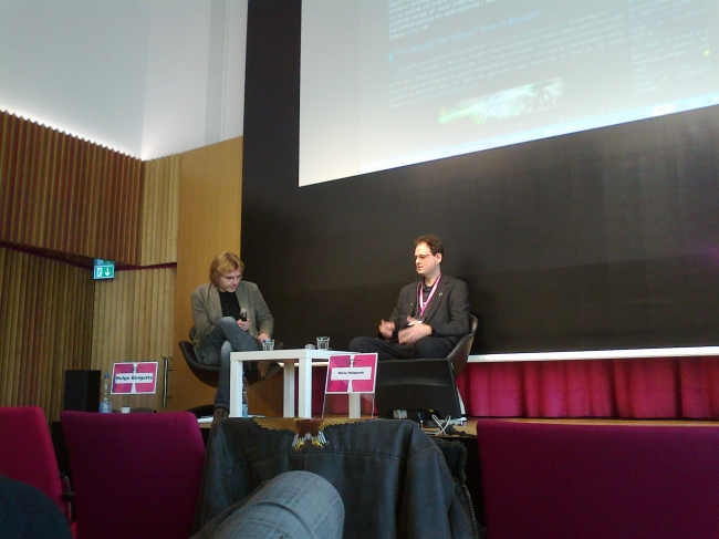 Chris Hülsbeck auf dem Podium, anlässlich der "Soundtrack" in Köln