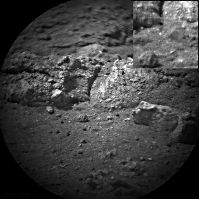 After the Laser Shots, Images taken before and after NASA's Curiosity rover shot its laser 50 times are shown here. The rover's Chemistry and Camera (ChemCam) instrument shot its l...