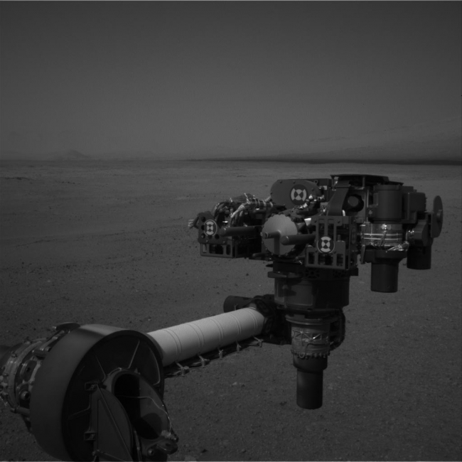 End of Curiosity's Extended Arm, Full-Resolution, The contrast in this version has been adjusted Click on the image for larger version This full-resolution image from NASA's Curiosity shows the turret of too...