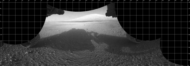 Curiosity's View From Below, The Curiosity engineering team created this view from images taken by NASA's Curiosity rover front hazard avoidance cameras underneath the rover deck on Sol ...