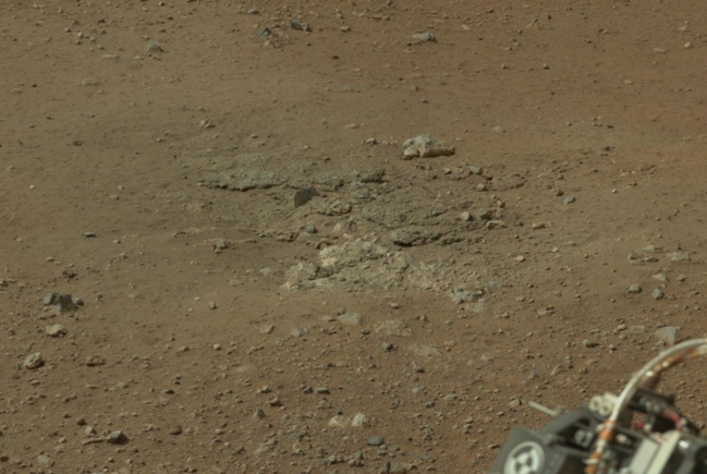 Goulburn Scour Mark, This cropped image from NASA's Curiosity rover shows one set of marks on the surface of Mars where blasts from the descent-stage rocket engines blew away som...