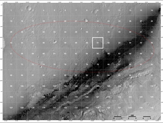 Staking out Curiosity's Landing Site,  The geological context for the landing site of NASA's Curiosity rover is visible in this image mosaic obtained by the High-Resolution Imaging Science Experi...