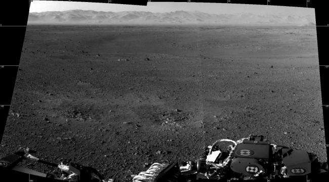 Curiosity's New Home,  These are the first two full-resolution images of the Martian surface from the Navigation cameras on NASA's Curiosity rover, which are located on the rover'...