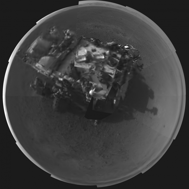 Rover's Self Portrait,  This Picasso-like self portrait of NASA's Curiosity rover was taken by its Navigation cameras, located on the now-upright mast. The camera snapped pictures ...