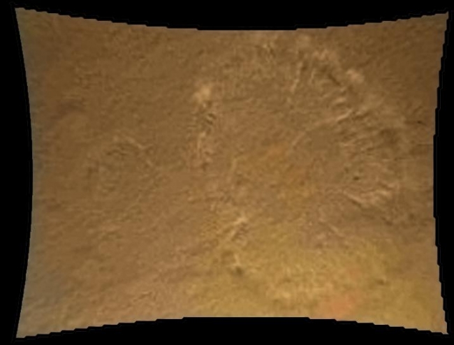 Curiosity Kicking up Dust,  This color thumbnail image was obtained by NASA's Curiosity rover during its descent to the surface on Aug. 5 PDT (Aug. 6 EDT). The image from Curiosity's M...