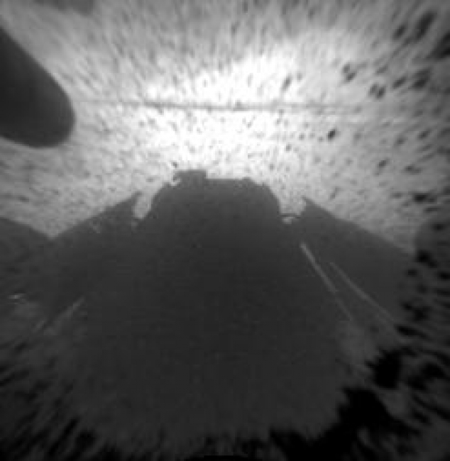 Curiosity's Front View, Linearized,  This is a version of one of the first images taken by a front Hazard-Avoidance camera on NASA's Curiosity rover, which landed on Mars the evening of Aug. 5 ...