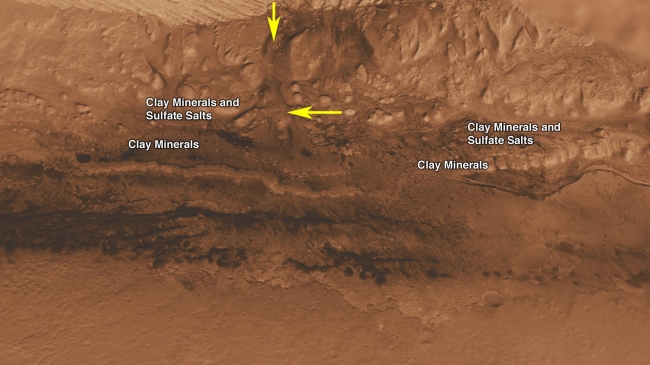 Lower Portion of Mound Inside Gale Crater,  Unannotated image Click on the image for larger view This oblique view of the lower mound in Gale crater on Mars shows an area of top scientific interest fo...