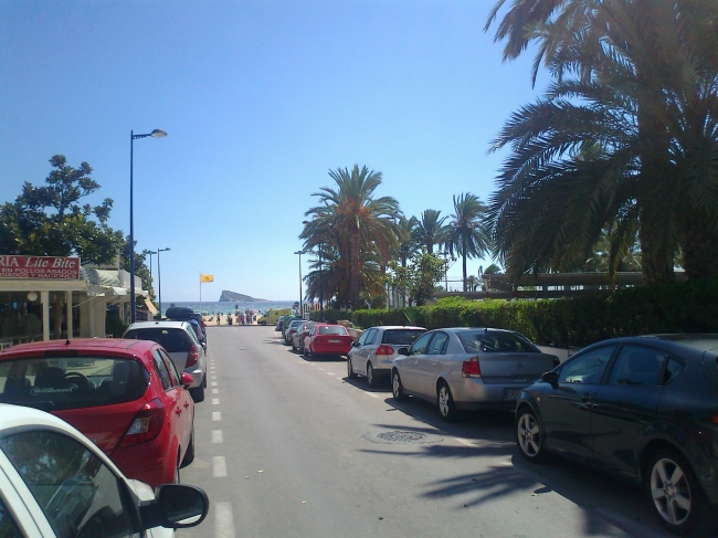 Street near Hotel Delfin, La Cala, looking towards Isla de Benidorm