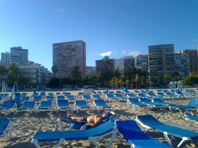 Blue hammocas in front of M.C. Beach, 