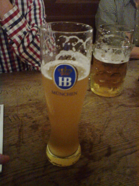 A glass of Weißbier, as sold in the Hofbräuhaus, Munich, Germany