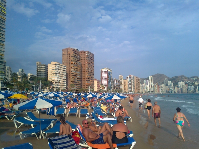 Beach traffic on the water front, Hammockas on Levante Beach