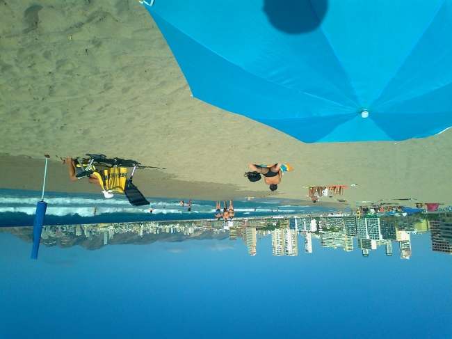 at the beach, looking towards city center